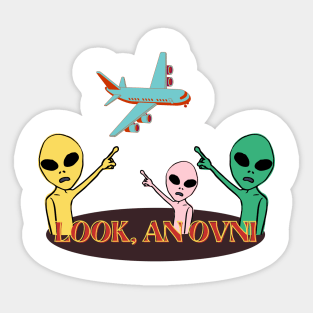 look, an ovni alien Sticker